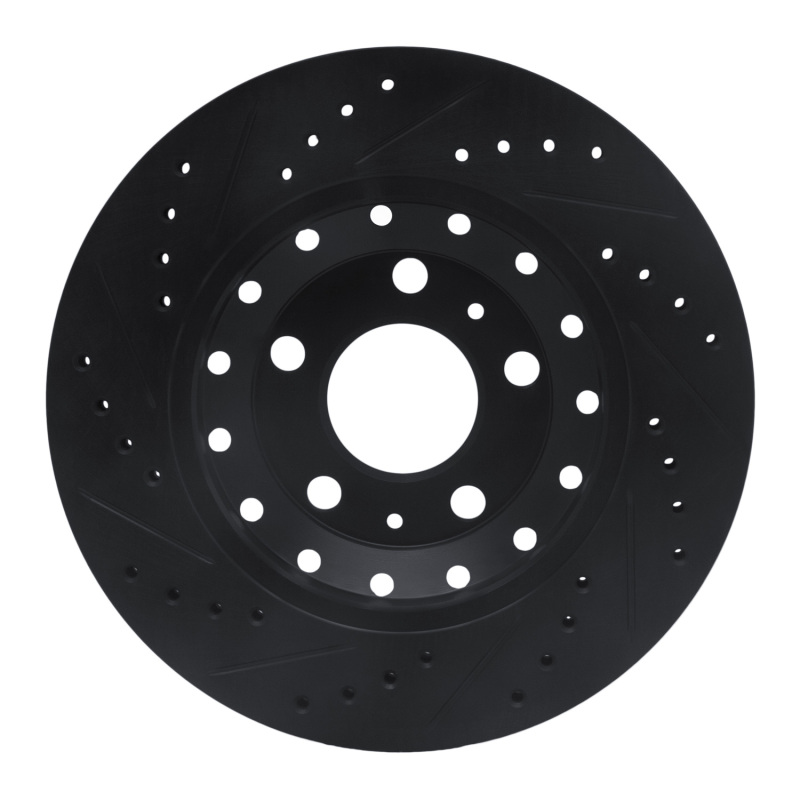 Audi A8 Brake Rotor (1) - Rear Right - R1 Concepts - Drilled & Slotted - Black - `04-`10